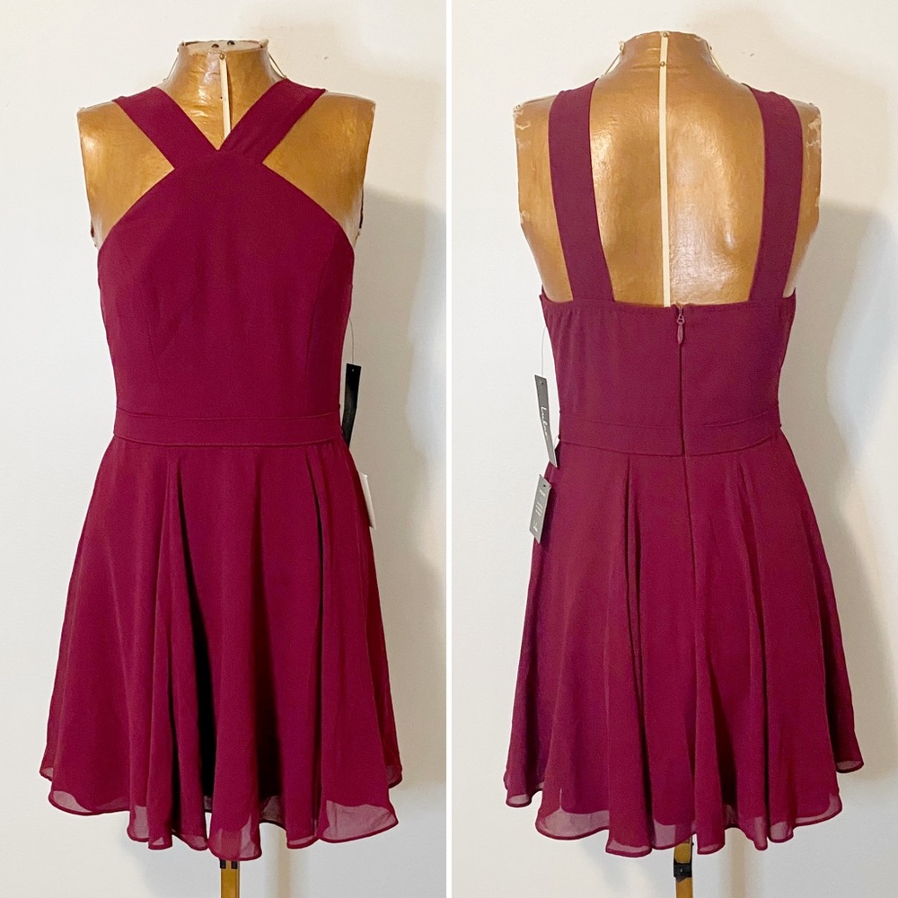 NWT Lulu’s Forevermore Burgundy Skater Dress